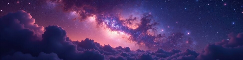 Wall Mural - Sparkling starry expanse with swirling clouds, nebula, cloudy, swirly