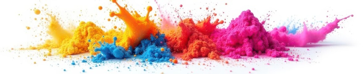 Multicolored powder splash, isolated white backdrop , art, picture, image