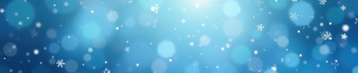 Wall Mural - Sparkling tiny snowflakes gently falling onto a light blue misty atmosphere, atmospheric conditions, snowflakes