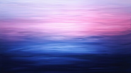 Poster - A painting of a blue ocean with pink and purple hues