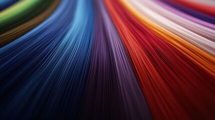 Wall Mural - A colorful line of fabric with a rainbow of colors