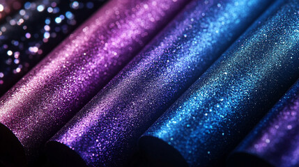 Wall Mural - a cosmic-inspired gradient blending deep space black into vibrant galaxy purples and blues, with fai