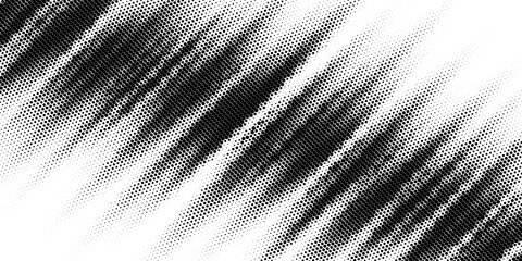 Poster - Black and white halftone background. Abstract illustration of round particles. The dots form shapeless images.
