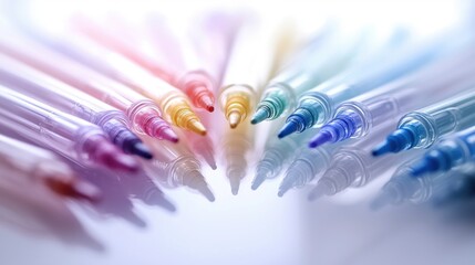 Poster - A row of colorful pens are lined up on a table