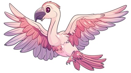 Wall Mural - Cartoon drawing of a pink flamingo, simple vector art