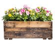 © Alice a. - rustic flower box made from reclaimed wood, filled with vibrant flowers, adds charm to any garden or outdoor space. Its natural look enhances beauty of blooming plants