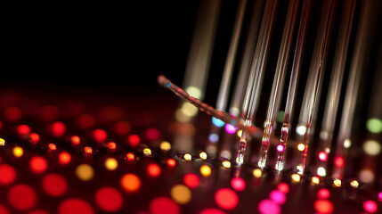 Poster - vibrant abstract closeup of illuminated fiber optic strands. perfect for technology, connectivity, o