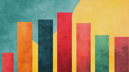 Poster - Colorful bar graphs on financial papers represent growth and analysis