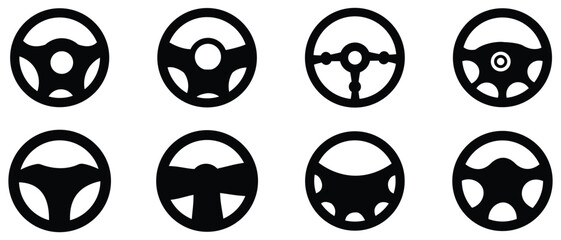 Poster - Steering Wheel Icon set, car steering wheel icon set vector silhouette. Vector illustration. 