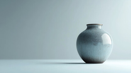 Poster - minimalist ceramic vase on plain background, showcasing elegance and simplicity