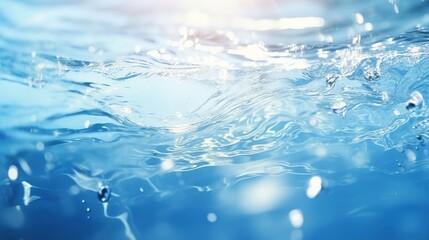 Poster - Abstract Blurred Background with Water Spots and Reflections in a Light Blue Aquatic Scene