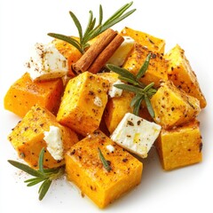 Wall Mural -  Roasted pumpkin cubes feta cheese 