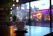 © Carlos - A white coffee cup with steam coming out of it sits on a table in a cafe