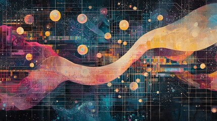 Poster - Abstract digital communication connections a journey through cyberspace graphics