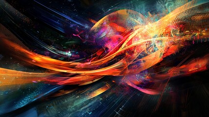 Abstract graphics for network technology exploring digital connections in cyberspace