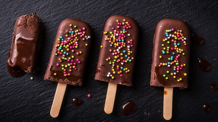 Poster - Delicious Chocolate Ice Pops with Rainbow Sprinkles