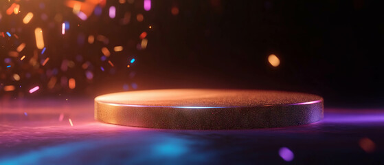 Poster - Floating sparks in an abstract background with empty central space for creative designs