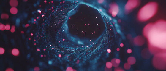 Poster - Floating 3D sparks creating an abstract background with a central empty space for banner placement