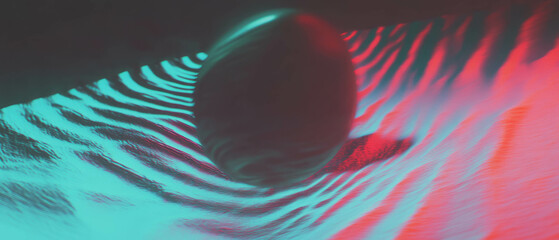 Poster - Dynamic 3D sound waves create an abstract background with pulsating rhythms
