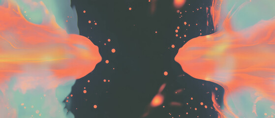 Poster - Dynamic abstract shapes and fire sparks create captivating artistic space