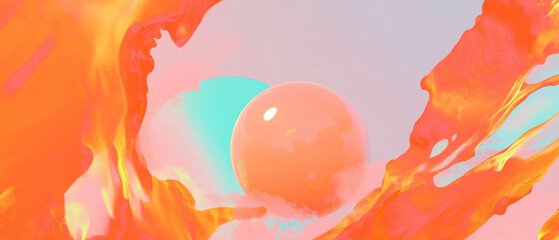 Aufkleber - Exploring vibrant abstract shapes and sparks in a creative digital space