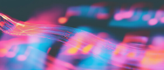 Poster - Abstract sound vibrations create a visual rhythm with a central musical focus