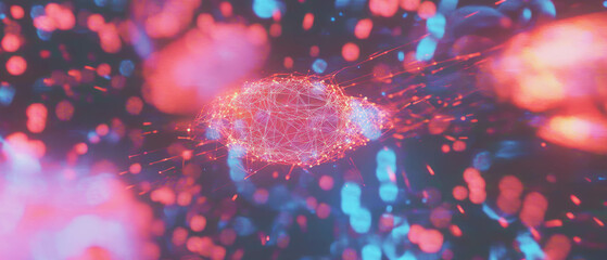 Poster - Exploring cybernetic patterns with vibrant connections and technological themes