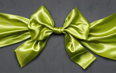 Canvas Print - Elegant Lime Green Satin Bow on Dark Gray Background