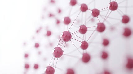 Poster - Close-up view of interconnected pink molecular structures representing scientific research concepts
