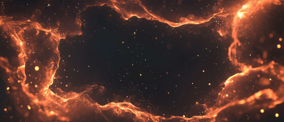 Aufkleber - Fiery sparks create an abstract background with a central empty space for design elements