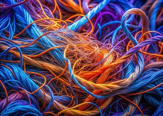Poster - Mesmerizing Blue, Orange, Purple Filament Network: Abstract Long Exposure Photography
