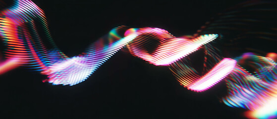 Poster - Light trails create dynamic musical waves in an abstract design with empty center