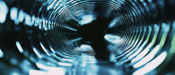 Poster - Abstract metallic music vibrations create a striking industrial backdrop with empty center space