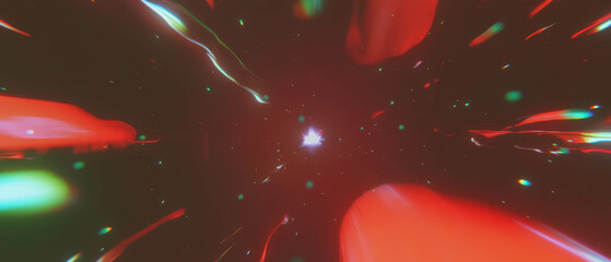 Poster - Energetic particles glowing like sparks in an abstract vibrant background with central clarity