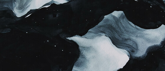 Aufkleber - Abstract representation using watercolors with symbolic elements on a dark background