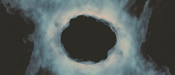 Poster - Abstract representation using watercolors showcases an empty center on a dark background