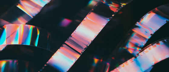 Poster - Artistic retro design featuring abstract film textures with clear areas on a black background