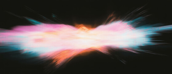 Poster - Overlay texture of abstract dust with symbolic light and central empty space on black background