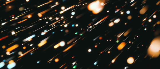 Poster - Artistic abstract light patterns on a black background creating a retro vibe