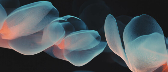 Poster - Abstract petal patterns create an artistic overlay on a black background for visual impact