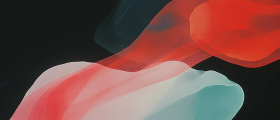 Fototapete - Exploration of abstract paper shapes with vibrant colors and clear areas against a dark background