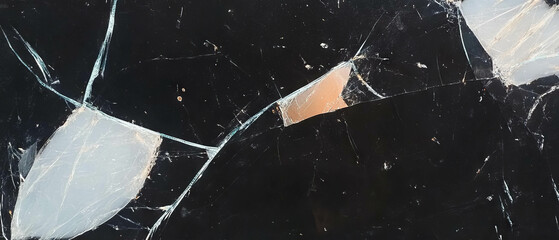 Poster - Abstract broken glass textures with central empty space in dark artistic design