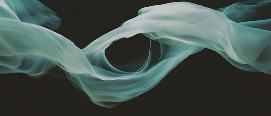 Poster - Abstract representation of flowing textures with central empty space against black background