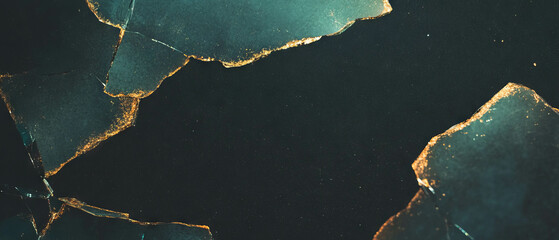 Poster - Abstract texture featuring broken glass shapes on a dark background with central empty space