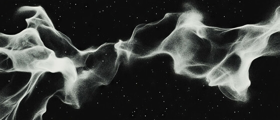 Poster - Artistic arrangement of abstract shapes and dust particles on a black background