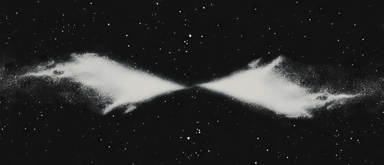 Aufkleber - Abstract design of dust and shapes creating a void on a black background with light