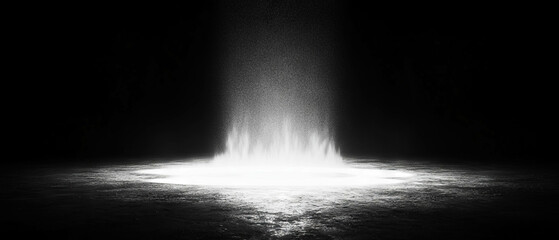 Poster - Dynamic abstract shapes with light and dust against a black background creating a unique design