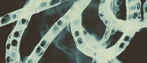 Poster - Artistic abstract design with shapes and film overlay on a dark background