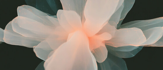 Poster - Abstract floral shapes with artistic arrangement against a black background featuring empty space