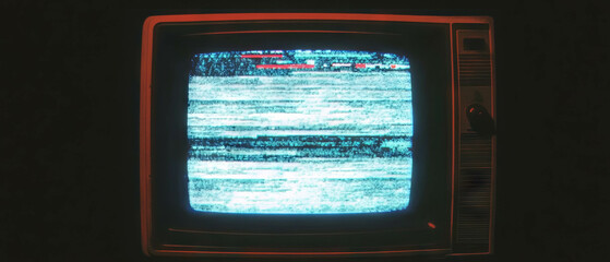 Poster - Overlay texture of an analog TV screen with a dim display demonstrating low brightness